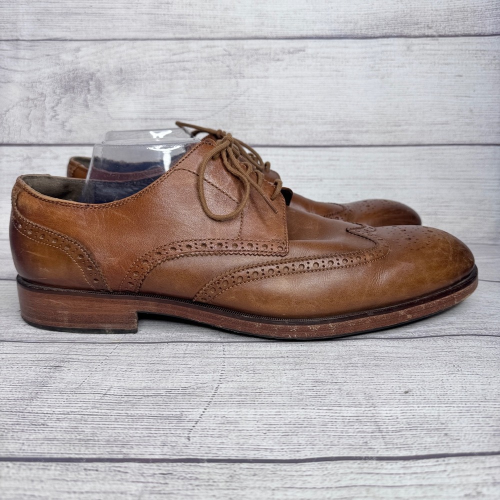 Cole Haan Grand OS Mens 13 M Tan Brown Leather Wingtip Derby Shoes C24168‎